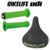 Pack Selle BIKELIFE Noir Logo Vert+ Poignées ODI Longneck Std Vert -Magasin De Vélos pack selle bikelife noir logo vert poignees odi longneck std vert